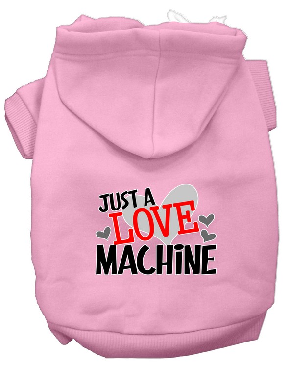 Love Machine Screen Print Dog Hoodie Light Pink XS